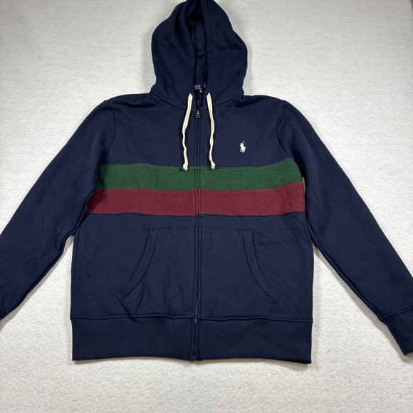 NWT Polo Ralph Lauren Lspohood M2 Hoodie Knit Navy Color Block Pullover Full Zip - Picture 13 of 13